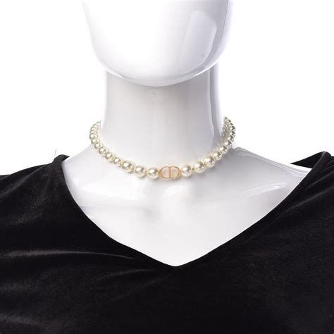 christian dior pearl choker necklace